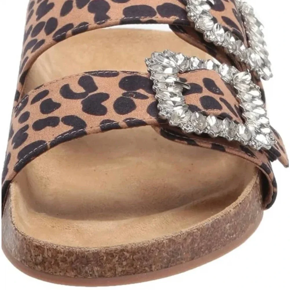 Steven New York Leopard Print Somers Rhinestone Sandal Size 6.5